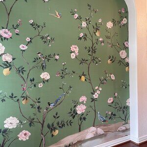 Anthropologie Blossom Chinoiserie Wallpaper in Green - New in Plastic
